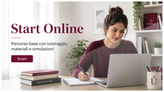 Studentessa segue un percorso di recupero anni scolastici online con materiali di studio, tutoraggio e simulazioni d’esame UniSocrates.